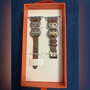 Tori Burch Brown Leather Watch Band with Gold Accents
